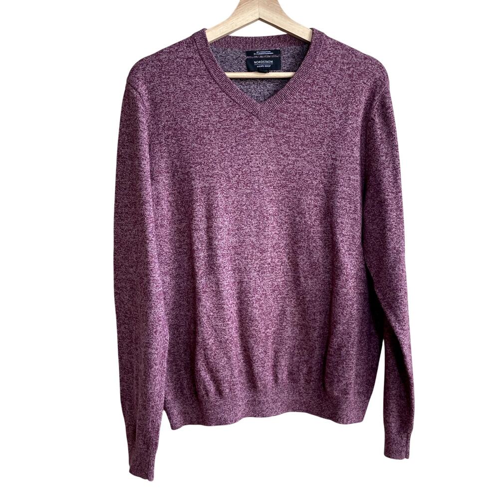 Nordstrom‎ Men's shop cashmere blend purple pink v-neck pullover knit sweater M